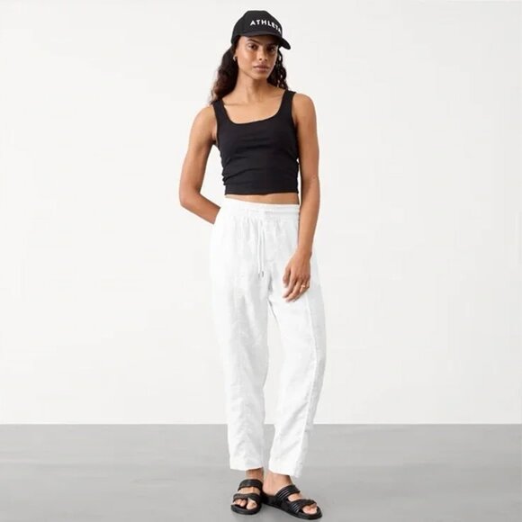 Athleta Retreat High Rise Ankle Linen Pant White medium - Picture 1 of 9